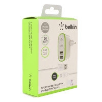 Сетевое зарядное устройство Belkin Home Charger 2 USB + кабель micro USB