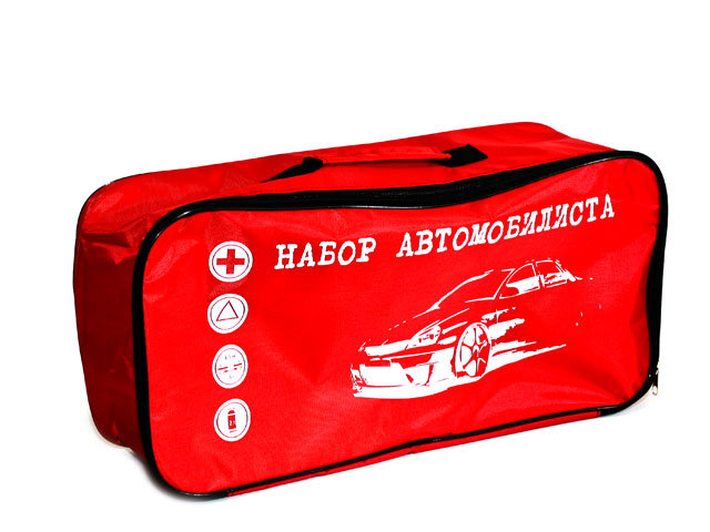 Сумка для авар. знака, аптечки, огнетушителя, на молнии красная